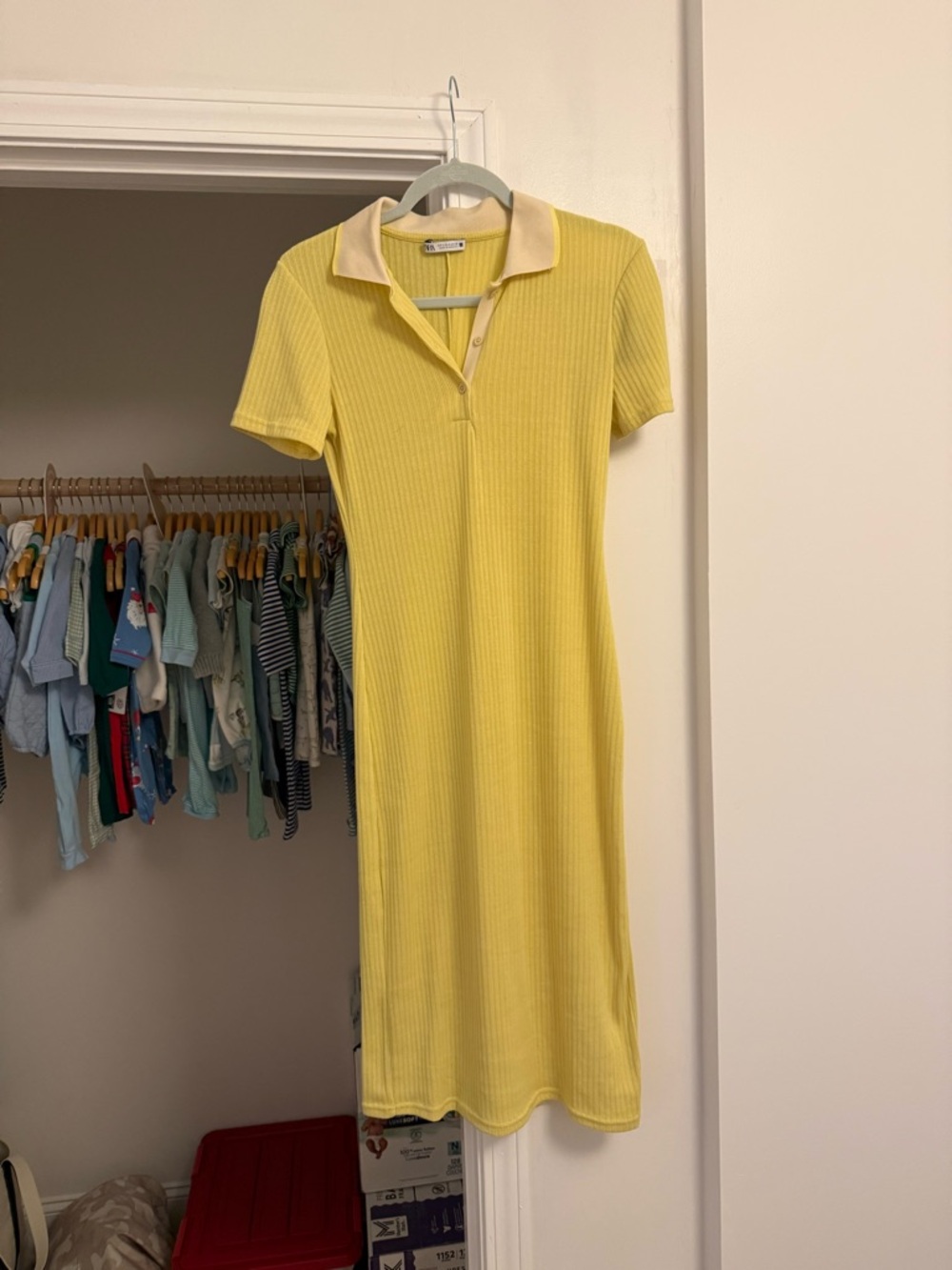 Zara Yellow Ribbed Midi Dress